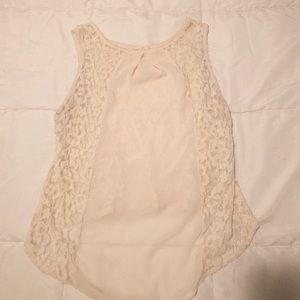 Cream shear and lace tank